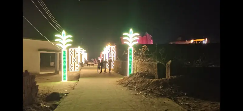 LED palm tree road lighting panoramic view